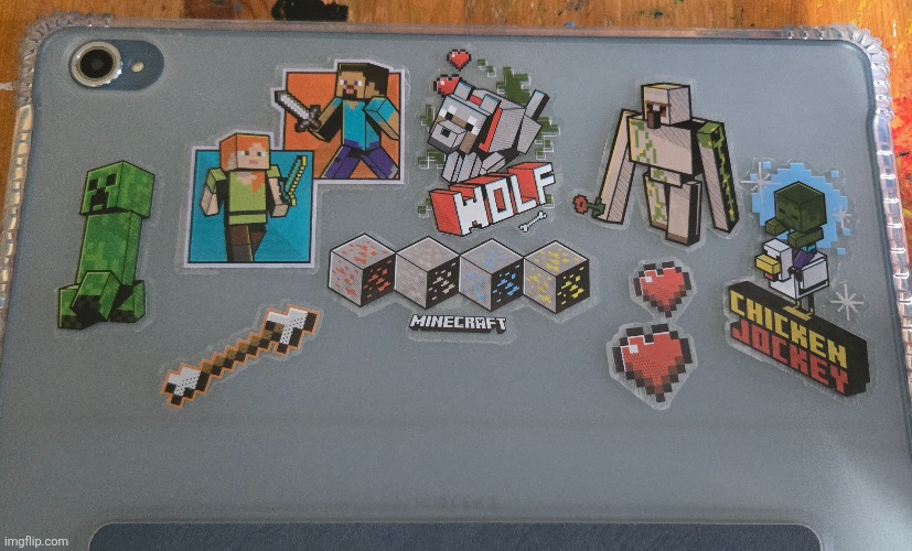 Decorated my tablet with Minecraft decals | made w/ Imgflip meme maker