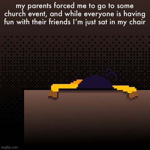life. | my parents forced me to go to some church event, and while everyone is having fun with their friends I’m just sat in my chair | image tagged in life | made w/ Imgflip meme maker