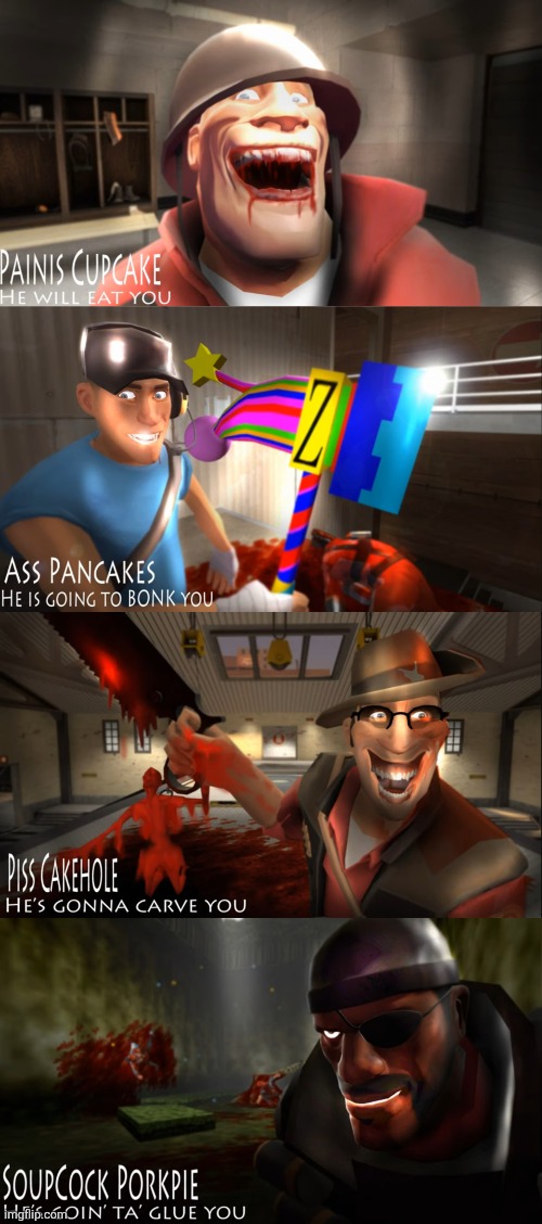 Painis cupcake and the gang.mp3 | image tagged in painis cupcake,team fortress 2,tf2 | made w/ Imgflip meme maker