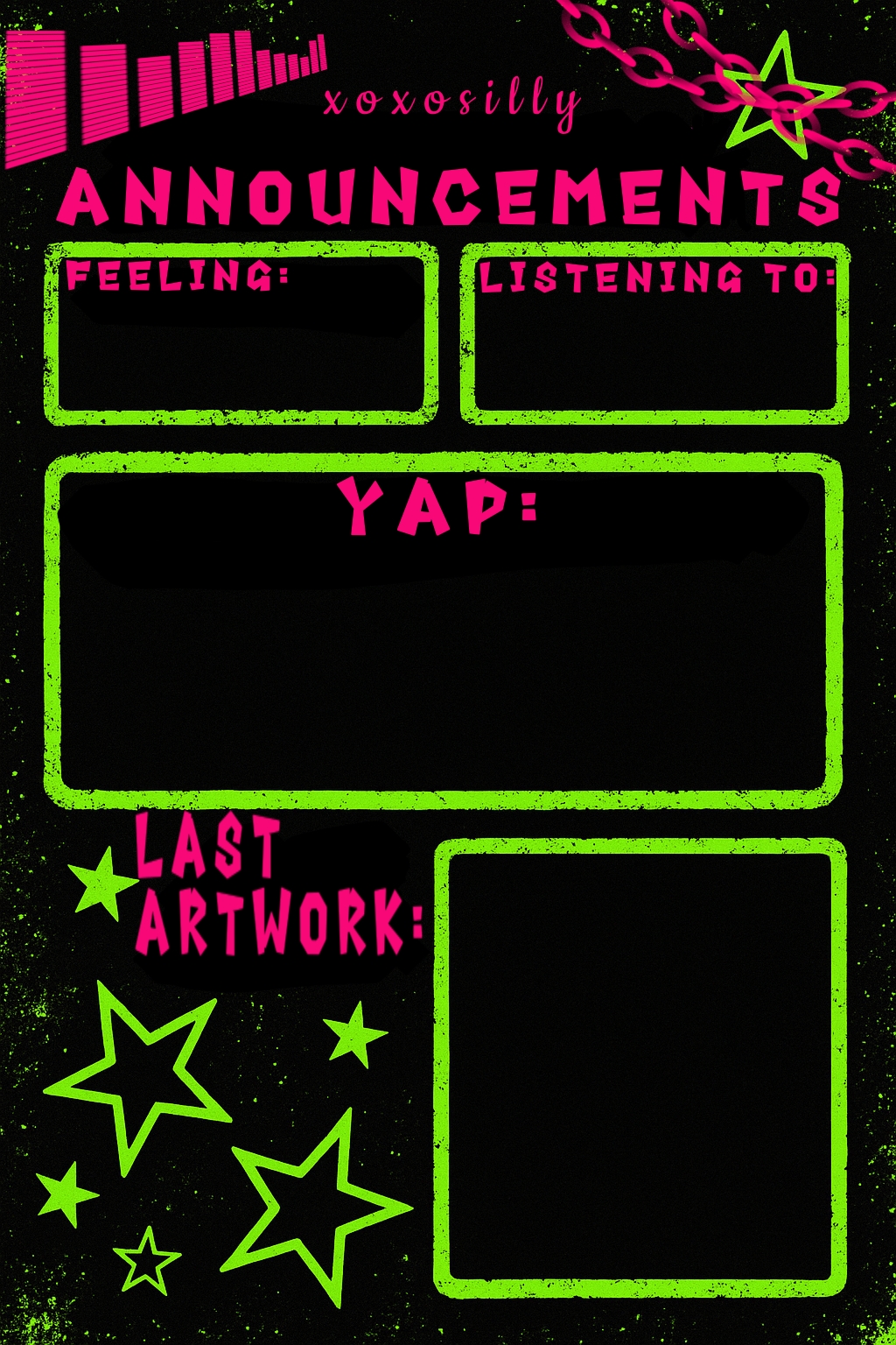 High Quality UPDATED xoxosilly announcements Blank Meme Template
