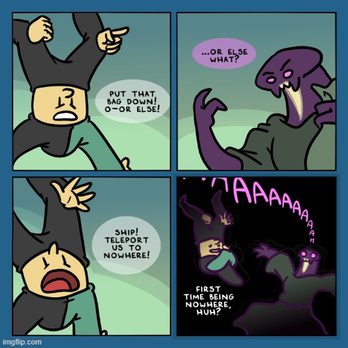 image tagged in stars,homunculus,alien,ship,teleport,nowhere | made w/ Imgflip meme maker