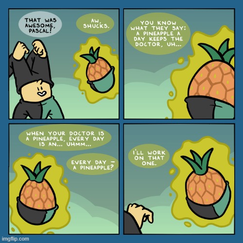 image tagged in stars,homunculus,pineapple,apple,doctor,catchphrase | made w/ Imgflip meme maker