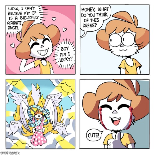 image tagged in girlfriend,angel,biblically accurate angel,dress,tears,blood | made w/ Imgflip meme maker