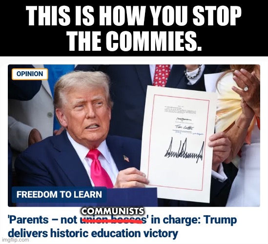 STOP THE COMMUNISTS! | THIS IS HOW YOU STOP
THE COMMIES. COMMUNISTS | image tagged in president trump,donald trump,republican party,democrat party,communists,marxism | made w/ Imgflip meme maker