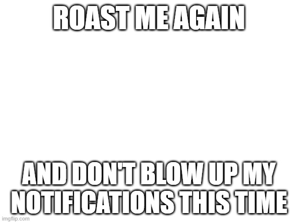 ROAST ME AGAIN; AND DON'T BLOW UP MY NOTIFICATIONS THIS TIME | made w/ Imgflip meme maker