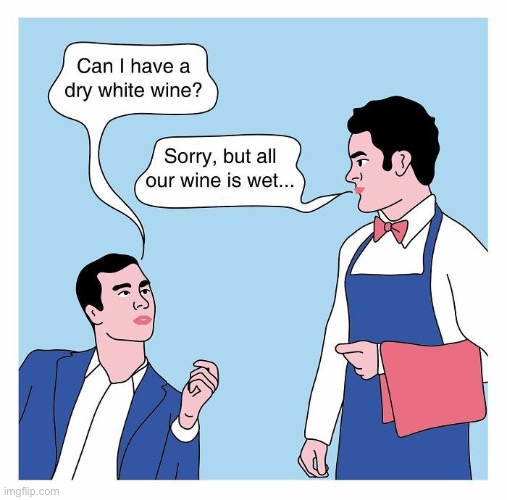 image tagged in comics,dry white wine,wet wine,waiter,customer,restaurant | made w/ Imgflip meme maker