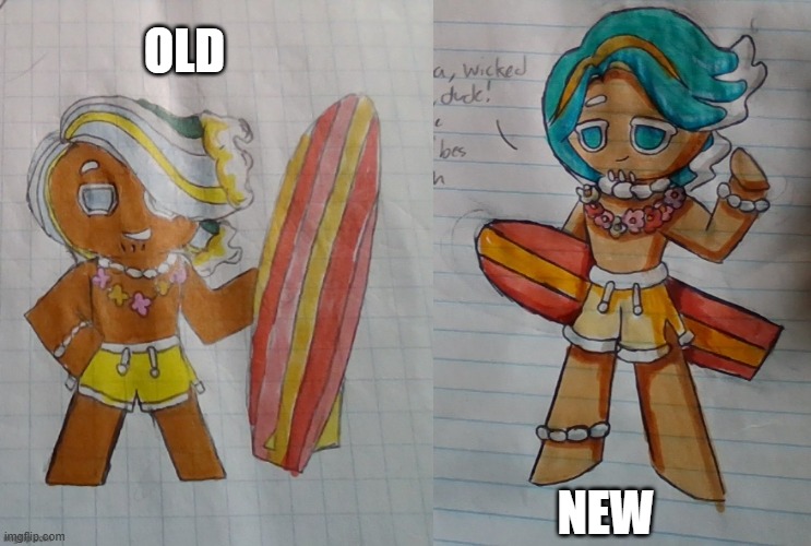 Updating all my old crk ocs until my hands fall off pt5: Baja Blast Cookie | OLD; NEW | made w/ Imgflip meme maker