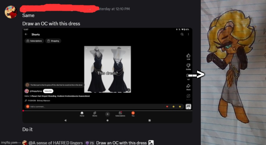 Gimmie an image of an outfit and i'll make my CRK oc Cheddar Cheese wear it. | --> | made w/ Imgflip meme maker