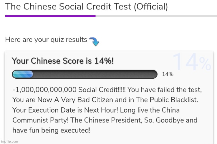 So, I found out what my social credit is | image tagged in fun,china,social credit,memes,funny memes | made w/ Imgflip meme maker