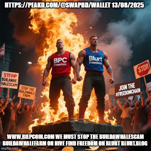 HTTPS://PEAKD.COM/@SWAPBD/WALLET 13/08/2025; WWW.BILPCOIN.COM WE MUST STOP THE BUILDAWHALESCAM BUILDAWHALEFARM ON HIVE FIND FREEDOM ON BLURT BLURT.BLOG | made w/ Imgflip meme maker
