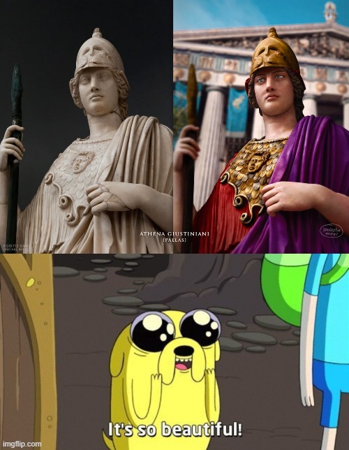Colorized statue of Athena in its original form (Athena Giustiniani) ITS SO BEAUTIFUL OMG | image tagged in adventure time,athena,hellenes | made w/ Imgflip meme maker