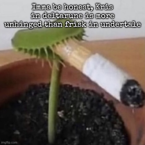 Unlike in Undertale where you choose the personality, it’s already set in deltarune | Imma be honest, Kris in deltarune is more unhinged than frisk in undertale | image tagged in plant weeds,msmg | made w/ Imgflip meme maker