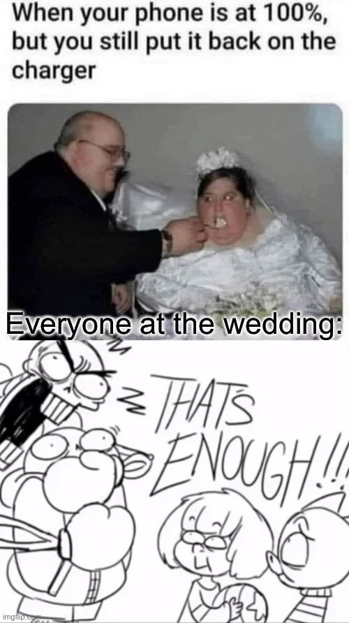 Fully charged | Everyone at the wedding: | image tagged in that's enough,charger,full,cakes | made w/ Imgflip meme maker