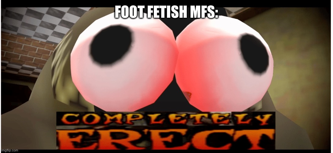Completely Erect | FOOT FETISH MFS: | image tagged in completely erect | made w/ Imgflip meme maker