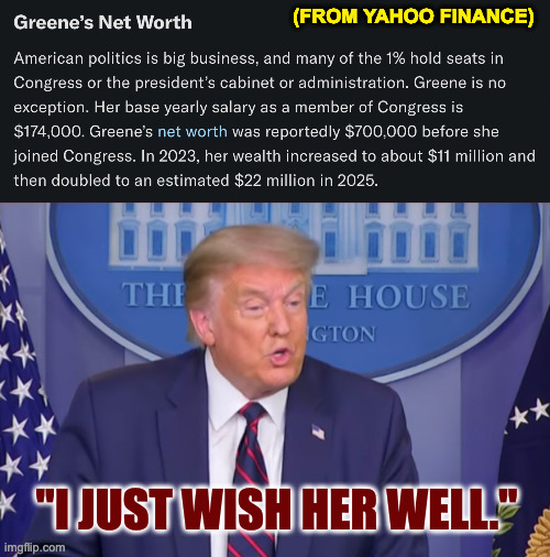 Her portfolio manager is a wizard, Harry! | (FROM YAHOO FINANCE); "I JUST WISH HER WELL." | image tagged in memes,mtg,insider trading | made w/ Imgflip meme maker