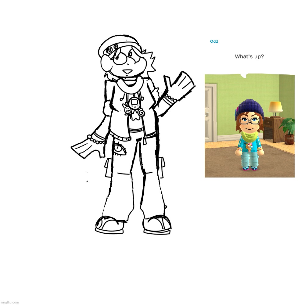Drew myself in my miitomo fit. Should I colour? | made w/ Imgflip meme maker