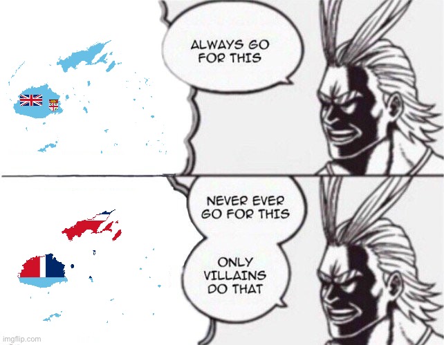 The right way to make a flag map according to me | image tagged in all might,flag map,fiji,geography | made w/ Imgflip meme maker