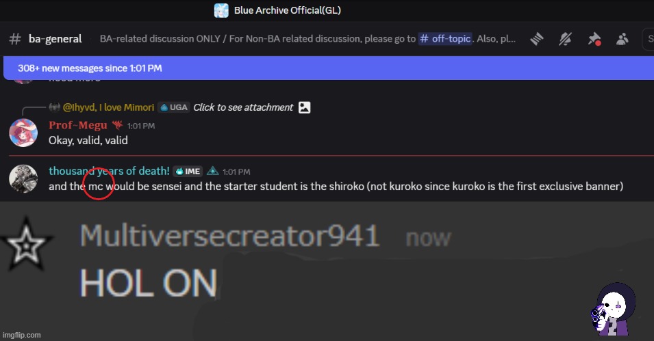 HOL ON- | image tagged in multiversecreator941 hol on let him cook | made w/ Imgflip meme maker