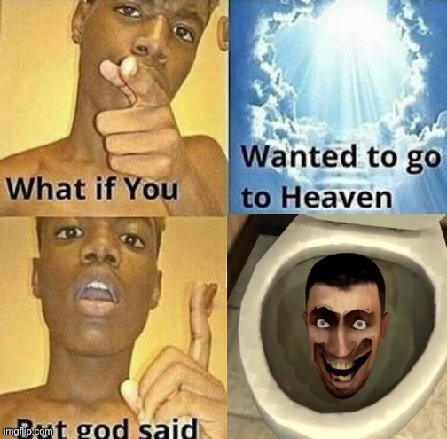But god said skibidi toilet | image tagged in what if you wanted to go to heaven,skibidi toilet | made w/ Imgflip meme maker