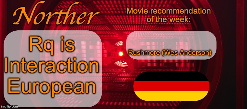 Asking bc of the times of her activity | Rq is Interaction European; Rushmore (Wes Anderson) | image tagged in norther announcement temp v2 | made w/ Imgflip meme maker