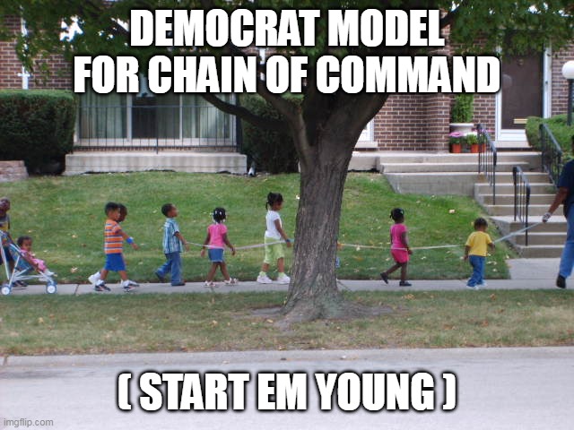 DEMOCRAT MODEL FOR CHAIN OF COMMAND ( START EM YOUNG ) | made w/ Imgflip meme maker