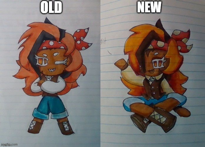 Updating all my CRK ocs until my hands fall off pt6: Tiger Shark Cookie | OLD; NEW | made w/ Imgflip meme maker