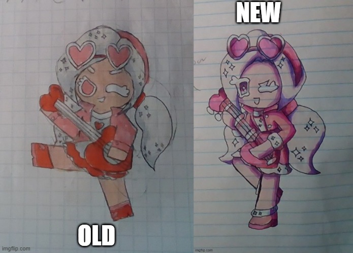 Updating all my CRK ocs until my hands fall off pt7: Pink Glitter Cookie | NEW; OLD | made w/ Imgflip meme maker