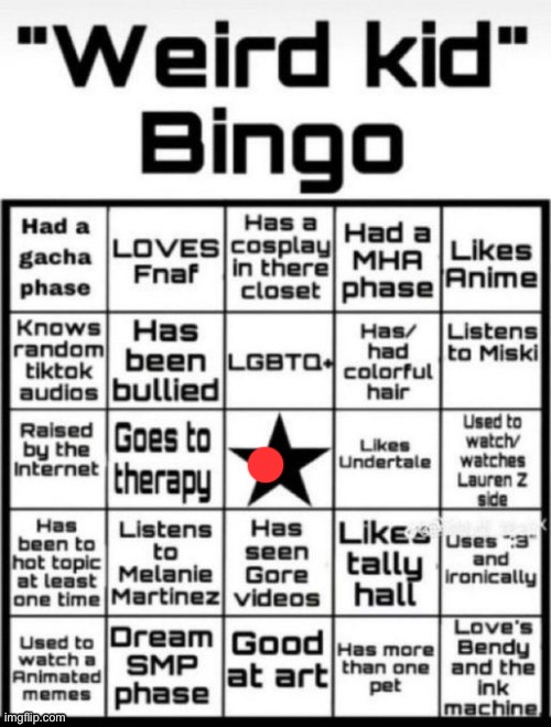 Weird Kid Bingo | image tagged in weird kid bingo | made w/ Imgflip meme maker