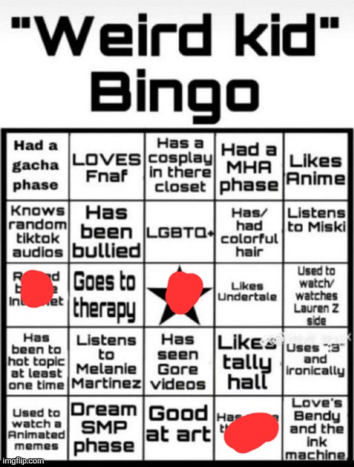 Weird Kid Bingo | image tagged in weird kid bingo | made w/ Imgflip meme maker