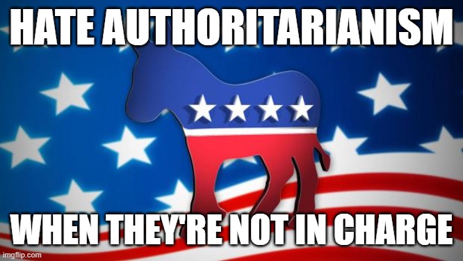 Democrats | HATE AUTHORITARIANISM; WHEN THEY'RE NOT IN CHARGE | image tagged in democrats | made w/ Imgflip meme maker