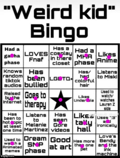 I asked one of my weird friends to fill it out | image tagged in weird kid bingo | made w/ Imgflip meme maker