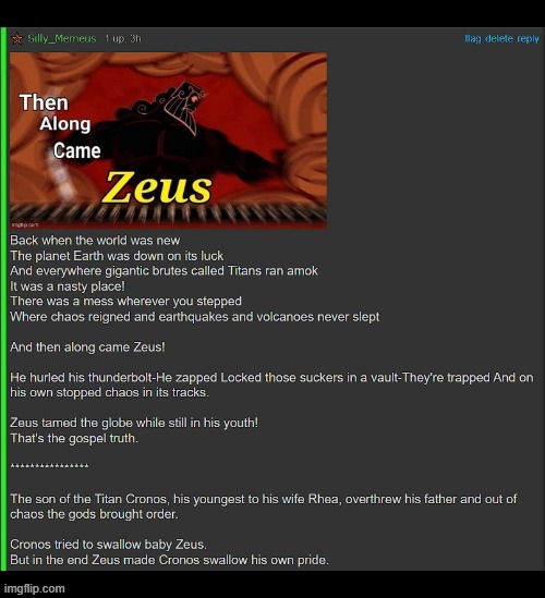 And then along came Zeus! | image tagged in memez,zeus | made w/ Imgflip meme maker