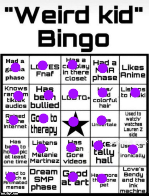 guh | image tagged in weird kid bingo | made w/ Imgflip meme maker