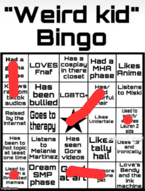 Weird Kid Bingo | image tagged in weird kid bingo,bingo | made w/ Imgflip meme maker