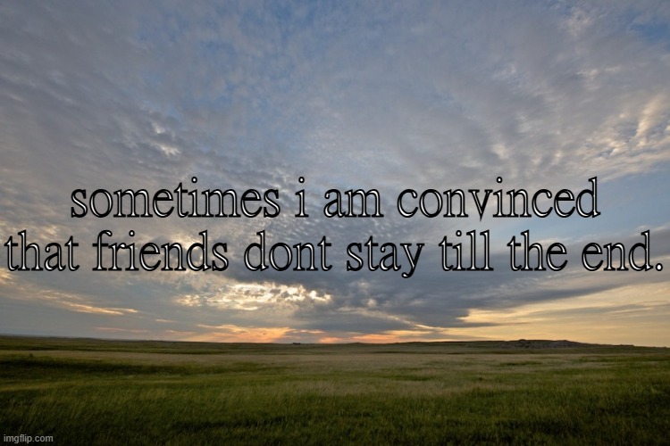 sometimes i am convinced that friends dont stay till the end. | made w/ Imgflip meme maker