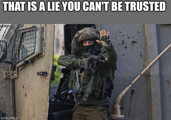 soldier | THAT IS A LIE YOU CAN'T BE TRUSTED | image tagged in soldier | made w/ Imgflip meme maker