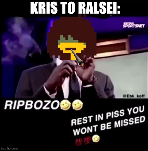 Rest in piss you won't be missed | KRIS TO RALSEI: | image tagged in rest in piss you won't be missed | made w/ Imgflip meme maker