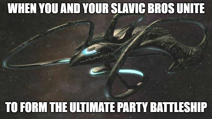 Slavic Triumvirate Heavy Cruiser | WHEN YOU AND YOUR SLAVIC BROS UNITE; TO FORM THE ULTIMATE PARTY BATTLESHIP | image tagged in slavic triumvirate heavy cruiser,slavic ship | made w/ Imgflip meme maker