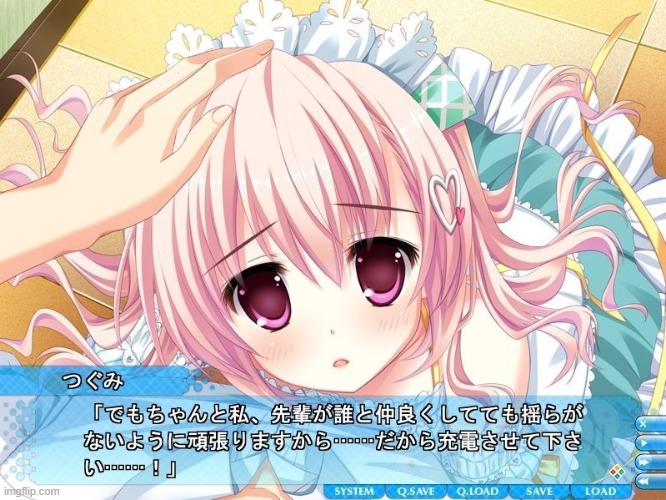 image tagged in headpat,anime,visual novel | made w/ Imgflip meme maker