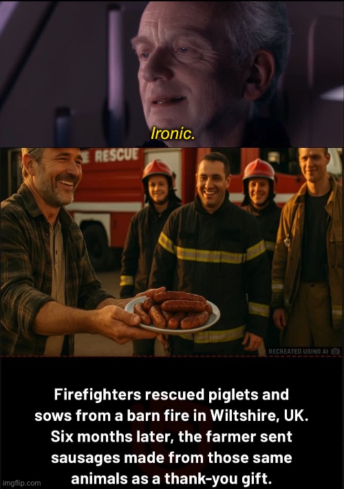 Ironic. | image tagged in palpatine ironic | made w/ Imgflip meme maker