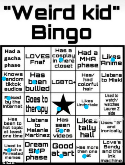 Weird Kid Bingo | image tagged in weird kid bingo | made w/ Imgflip meme maker