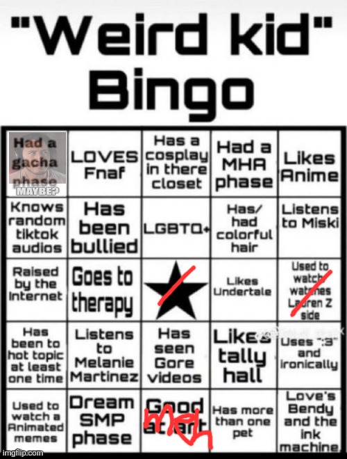 Weird Kid Bingo | image tagged in weird kid bingo | made w/ Imgflip meme maker