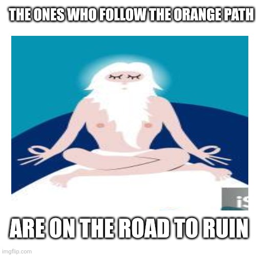 Blank Transparent Square Meme | THE ONES WHO FOLLOW THE ORANGE PATH ARE ON THE ROAD TO RUIN | image tagged in memes,blank transparent square | made w/ Imgflip meme maker