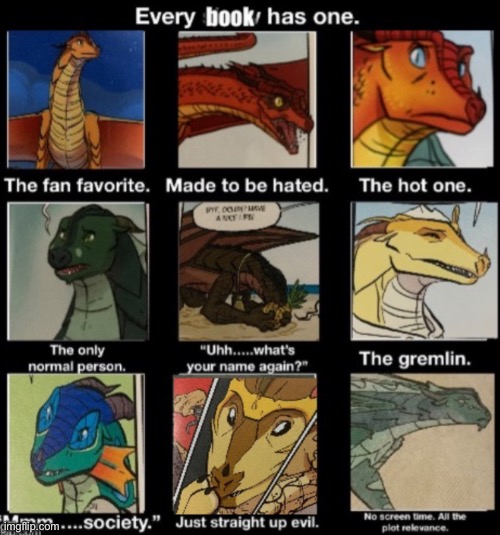 Every book has one. | image tagged in wings of fire,alignment chart | made w/ Imgflip meme maker