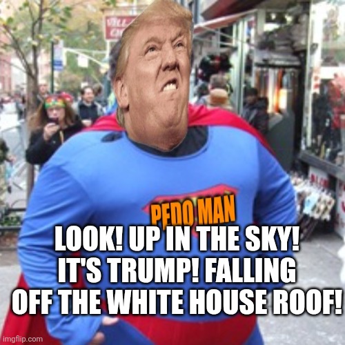 LOOK! UP IN THE SKY!
IT'S TRUMP! FALLING OFF THE WHITE HOUSE ROOF! | made w/ Imgflip meme maker