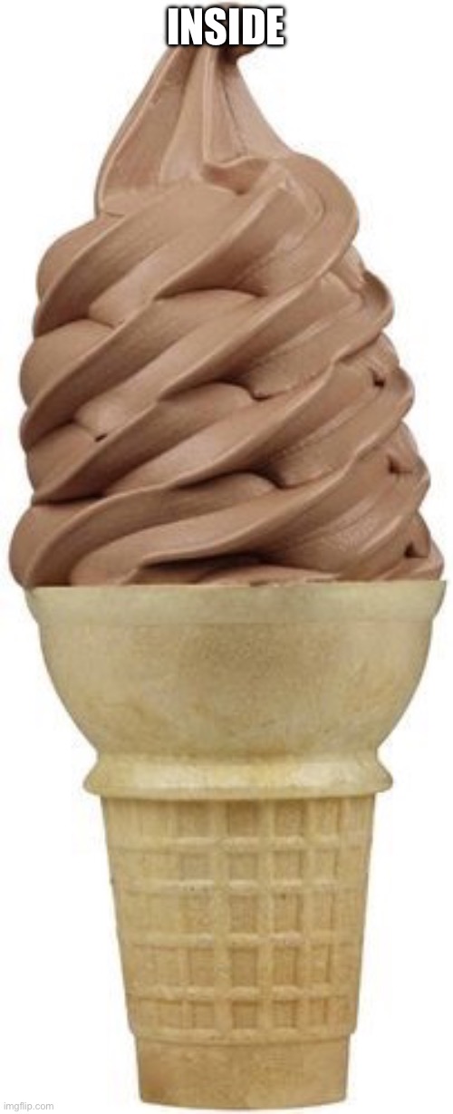 Chocolate ice cream cone | INSIDE | image tagged in chocolate ice cream cone | made w/ Imgflip meme maker