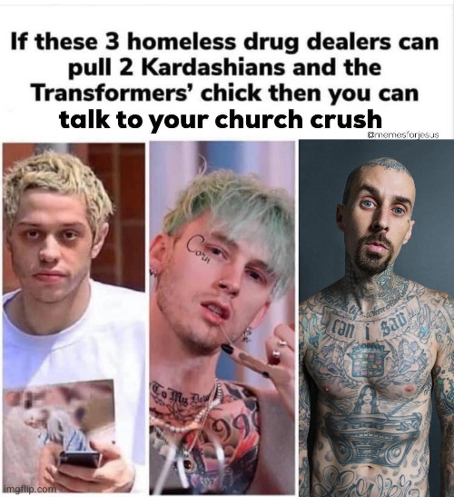 but they all kinda fine and the Kardashians are super ugly | image tagged in 3 homeless drug dealers,kardashian,church crush,funny | made w/ Imgflip meme maker