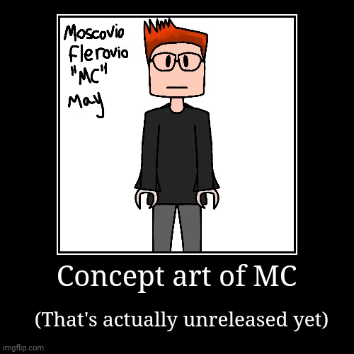 Prototype of the comic version of MC that's actually unreleased since January of 2025. | Concept art of MC | (That's actually unreleased yet) | image tagged in funny,demotivationals,concept,mc,comics,moscovio may | made w/ Imgflip demotivational maker