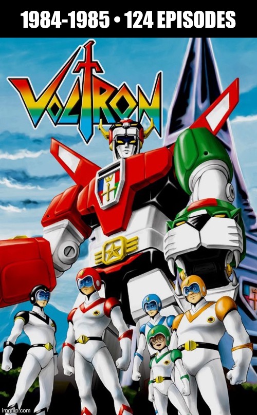 The U.S. version of the original Japanese series (“Beast King Go-Lion”)… | 1984-1985 • 124 EPISODES | image tagged in cartoons,voltron,us version,robots,protector | made w/ Imgflip meme maker