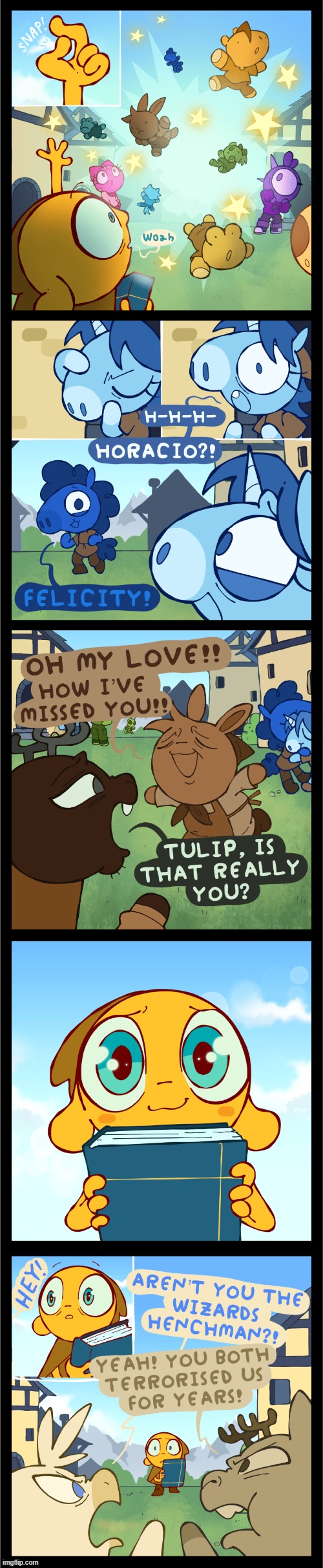 image tagged in henchman,snap,plushies,villagers,reunion,aww | made w/ Imgflip meme maker